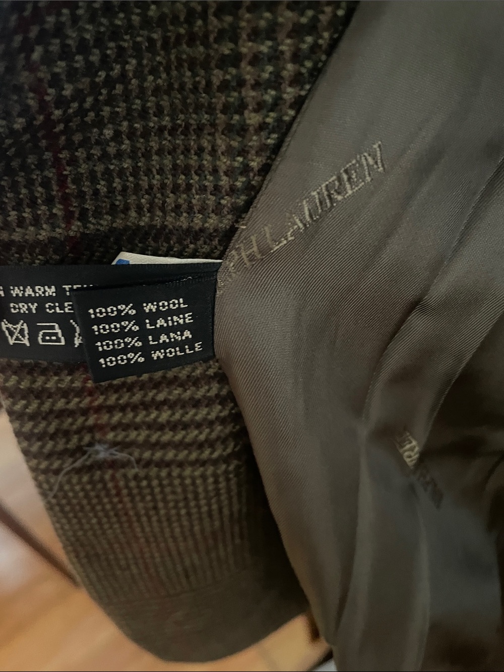 Vintage Ralph Lauren Black Label Brown Glen Plaid Sport Coat with leather collar - Picture 5 of 5
